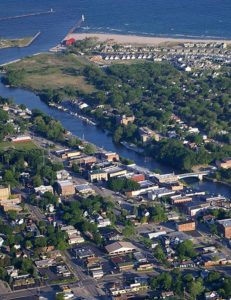 Aerial view of downtown Manistee