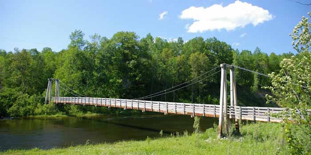 Suspension bridge on Manistee river trail