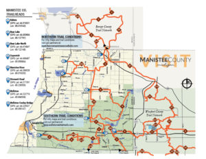 map illustrating manistee county snowmobile trailheads - map available for download on this site