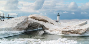 Manistee lighthouse in winter