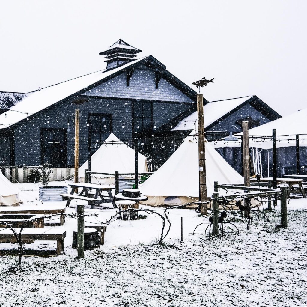 Iron Fish Distillery in winter