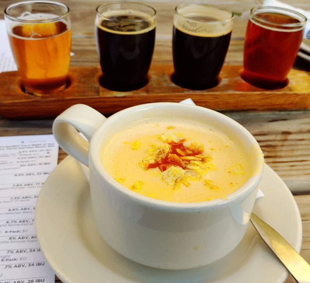 soup and beer flight at Stormcloud