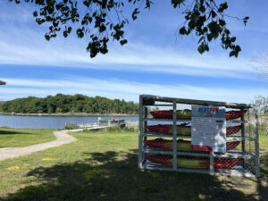 Kayak rental kiosk at Grebe Park